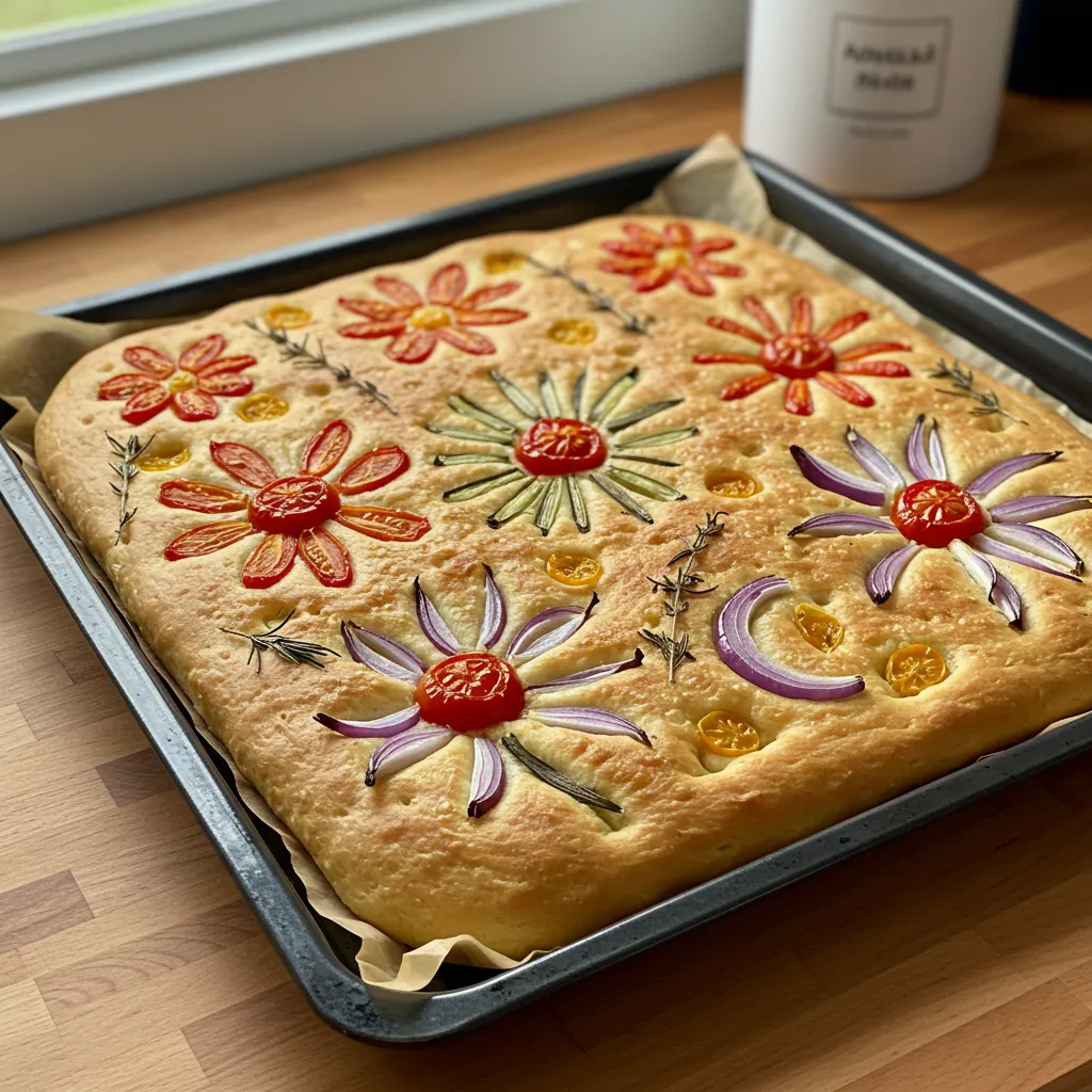 Decorated Focaccia Bread: An Artisan Garden Masterpiece - secondary view